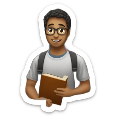 Un étudiant adore une étudiante dans une bibliothèque sticker