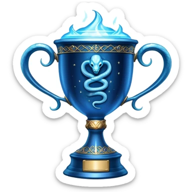 Harry Potter Triwizard Cup trophy with snake handles, blue glowing magical cup sticker