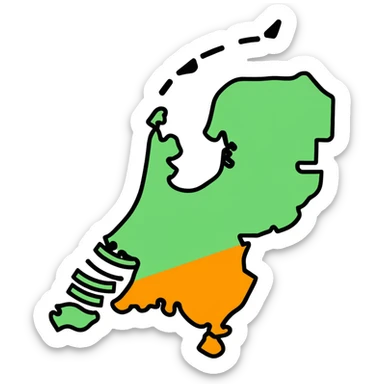 Colorful map of the Netherlands with iconic Dutch symbols sticker