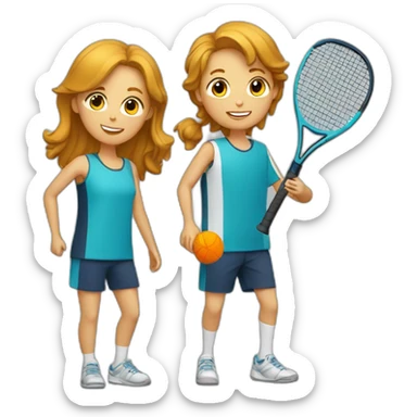 A girl and three boys playing padel sticker