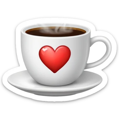 steaming coffee cup with heart-shaped steam sticker