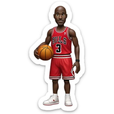MICHAEL JORDAN FULL BODY, WITH A BALL IN THE HAND, REALISTIC 4K IMAGE sticker