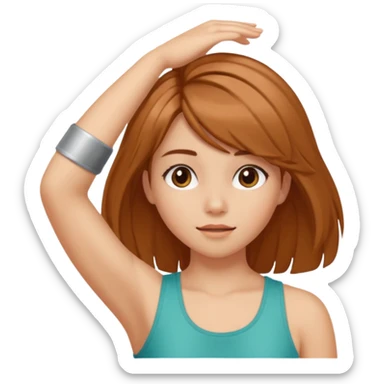 girl with armpit length hair and has peekaboo hair color model  sticker