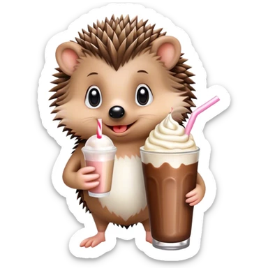 Cute hedgehog drinking a milkshake sticker