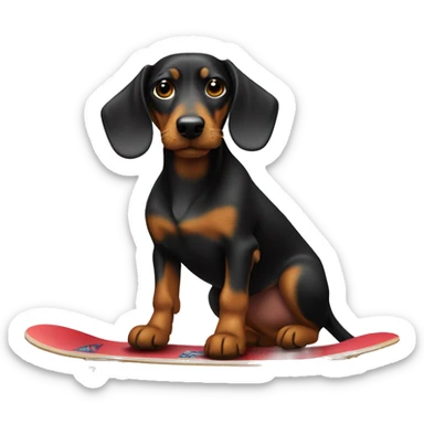 Dackel auf Skateboard  sticker