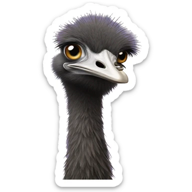 Stinky emu with a big forehead sticker