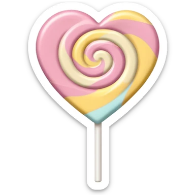 A lollipop heart in soft pink, beige and yellow pastel colors sticker