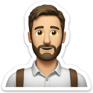 Brunette man with beard has a lot of bacon around  sticker