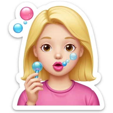 a person who blows bubbles with gum sticker