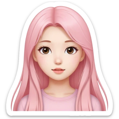 soft pink beauty vlogger girl fair skin with long straight hair. natural makeup like korean girls sticker