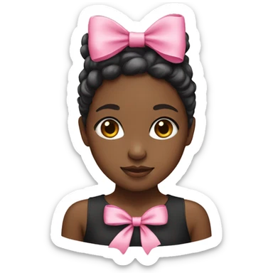 Black girl with pink bow sticker