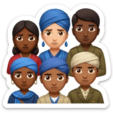 the elites with sad and angry face in India facing White brits. in anti-colonial anti-brits movement sticker