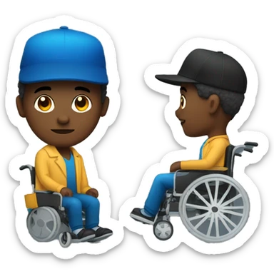 Dark man with blue AF hat sitting in a wheelchair sticker