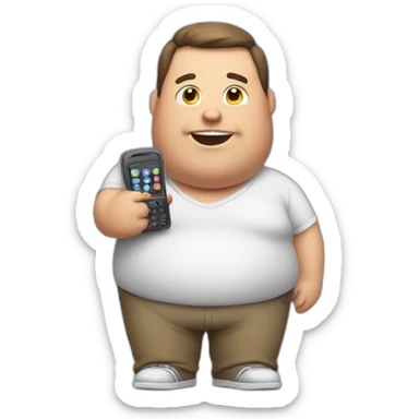 fat guy playing phone sticker