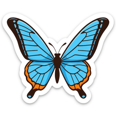 Vibrant blue butterfly sticker with delicate wing details sticker