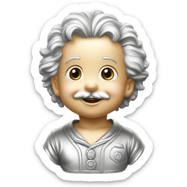 albert einstein happy baby face silver medal sticker
