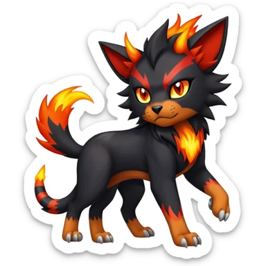 Cool edgy Torracat-Houndour-Litten-Digimon, full body sticker
