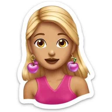 Y2K girl wearing cherry earrings  sticker