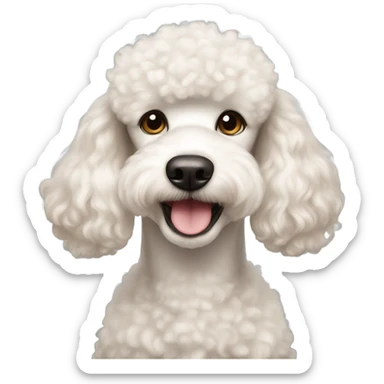 White poodle with light brown fur covering ears and eyes sticker
