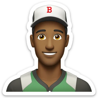 Brunette man with brown eyes wearing a baseball hat, mowing the lawn sticker