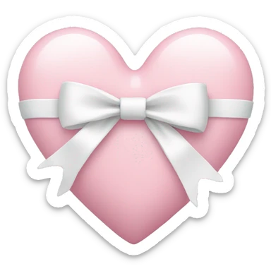 Pastel pink heart with white bow sticker