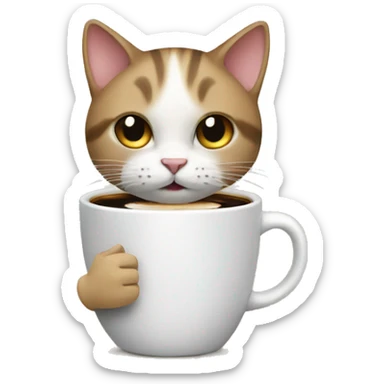 Cat with coffee sticker