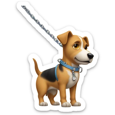 dog on leash sticker