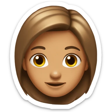 a tanned girl with brown poofylong hair with   sticker