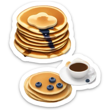 Pancakes with blueberries and cappuccino  sticker