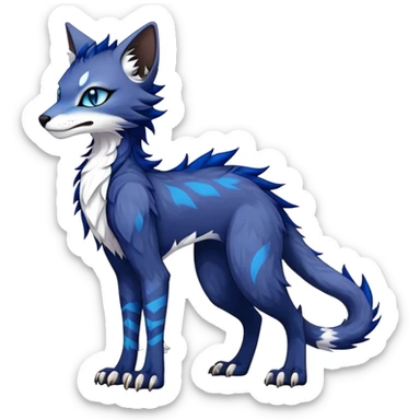 Kawaii dark edgy fantasy feline-vernid-sergal-fursona animal creature with a tufted tail full body with intricate markings  sticker