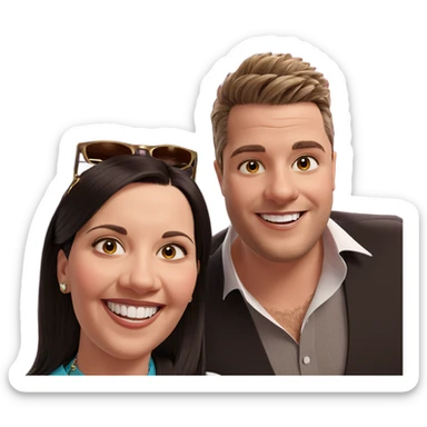 smiling couple with accessories sticker
