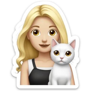 Blonde girl with black and white cat sticker