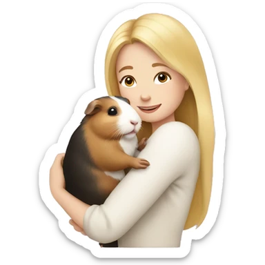 Blonde Woman hugging a guineapig sticker