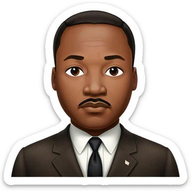 Cinematic Realistic Martin Luther King Jr. Portrait Emoji, depicted as a compassionate determined civil rights leader in period attire with a powerful gaze, rendered with rich textures and inspiring dynamic lighting that captures his historic legacy. sticker