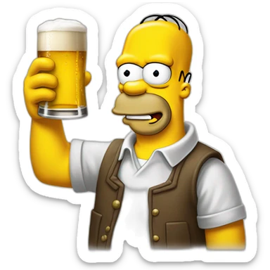 Homer simpson boit une bière sticker