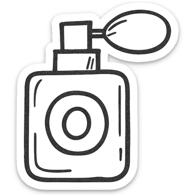 perfume bottle, hand drawn black outline, simple and sketchy, no fill sticker
