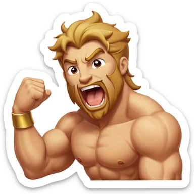 Cinematic Realistic Hercules Portrait, head tilted slightly with a dramatic, wide-open yawn, revealing a moment of relaxed strength. The lifelike textures of his powerful form and subtle, sunlit highlights emphasize his heroic presence even in a state of casual repose. sticker