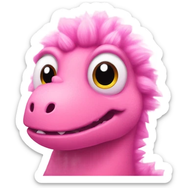 A pink fluffy Dino with pink cheeks sticker