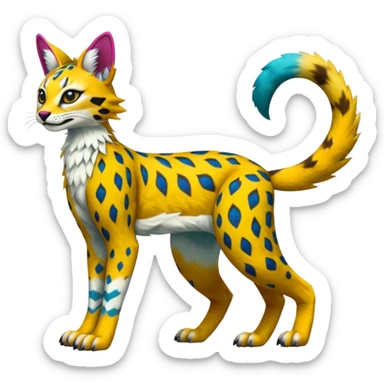Colorful Bobcat-Vernid-Sergal-Serval-Genet-Pokémon-Digimon-Fakémon-fusion-hybrid-creature sticker