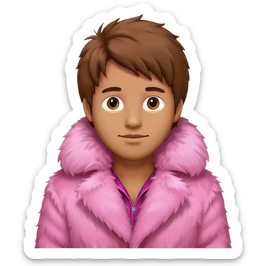 Pink fur coat male sticker