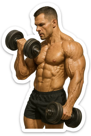 bodybuilder che fa curl manubri  sticker
