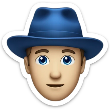 man face with dark blue eyes with hat sticker