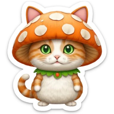 Cat in mushroom costume sticker