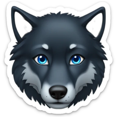 black wolf with blue eyes sticker