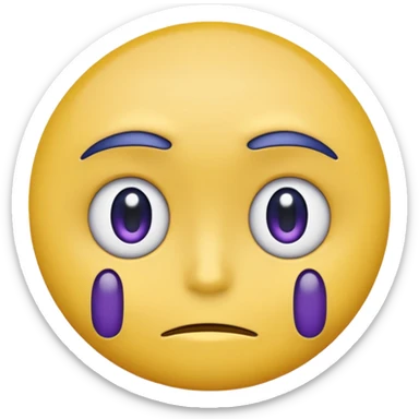 round yellow emoji face, Android Noto Color Emoji style, minimal, upper half shaded with dramatic dark blue and purple anime-style shadow, wide blank eyes, trembling frown, silent despair, no blush, muted colors, dark greyish-tinted filter, emoji-like, not realistic or horror sticker