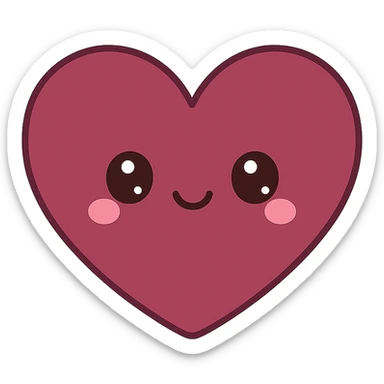 a heart in burgundy color, kawaii style sticker