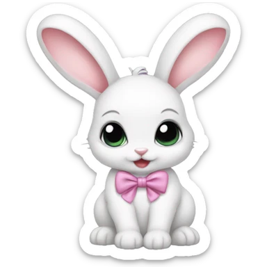 Baby bunny with coquette bow on ear sticker