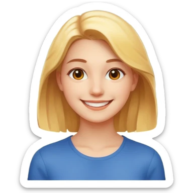 young woman in a sunlit park, smiling, simple and expressive sticker