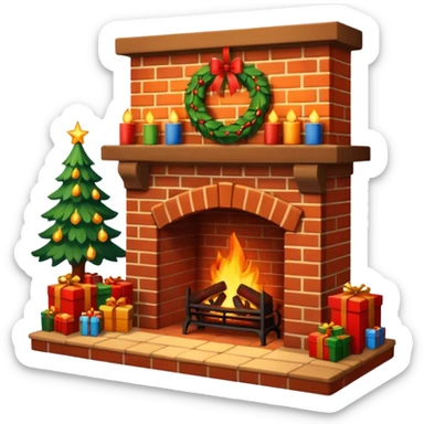 Classic Christmas Fireplace sticker