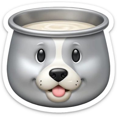 Sliver dog bowl emoji with only milk in it sticker